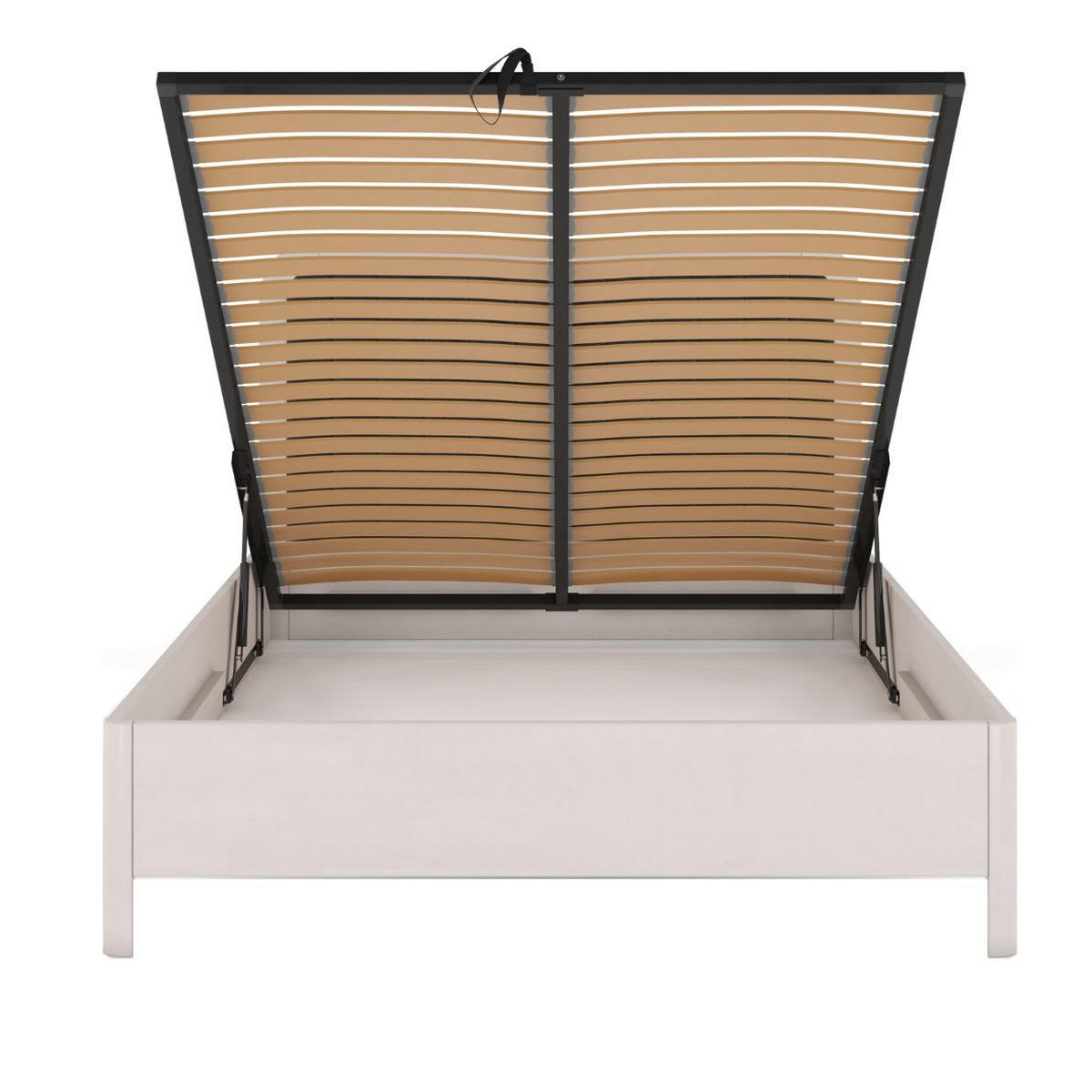 MASSIVHOLZBETT Modena mit Lattenrost und Bettkasten, Buche - lackiert, Weiß/Schwarz, 160x200 - Schwarz/Weiß, Holz/Buchenholz (160/200cm) - Visby