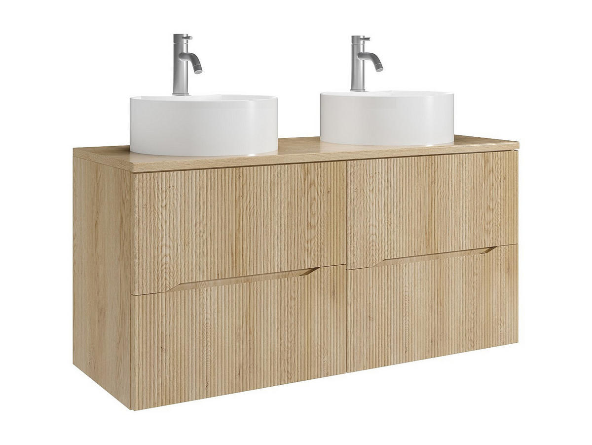 DOPPELWASCHTISCH - 120 cm x 46 cm - Holz, Platte - Naturfarben Hell - ORISO - Naturfarben, Holz (120/57/46cm) - Vente-Unique