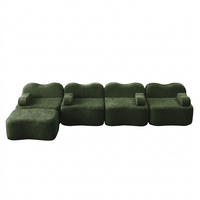 ECKSOFA 384/167/70 cm Grün mit 1 Fußhocker und bewegliches Armlehnenkissen - Grün, Textil (384/167cm) - Oxeza