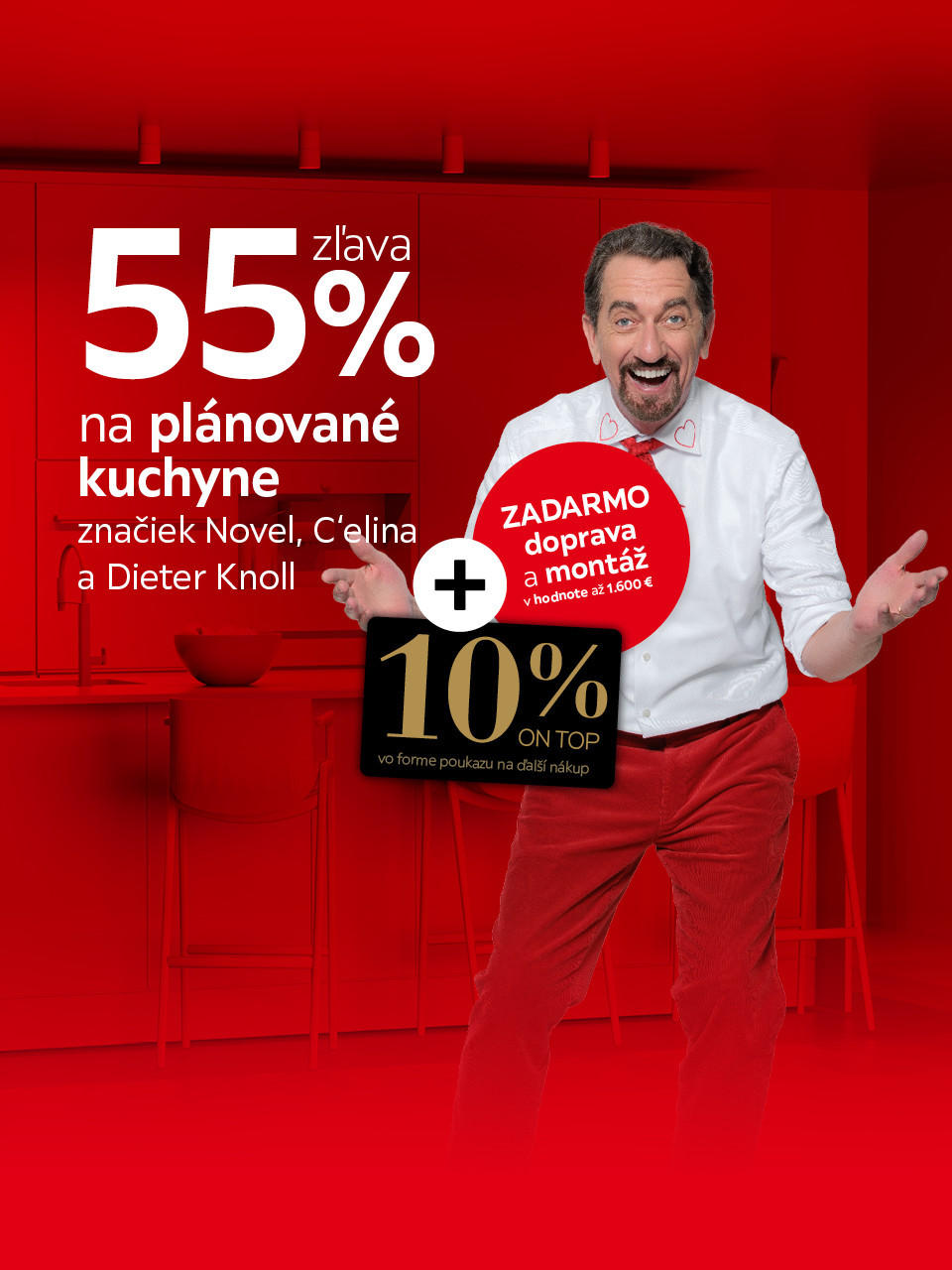 zľava 55 % na plánované kuchyne + 10 % ON TOP