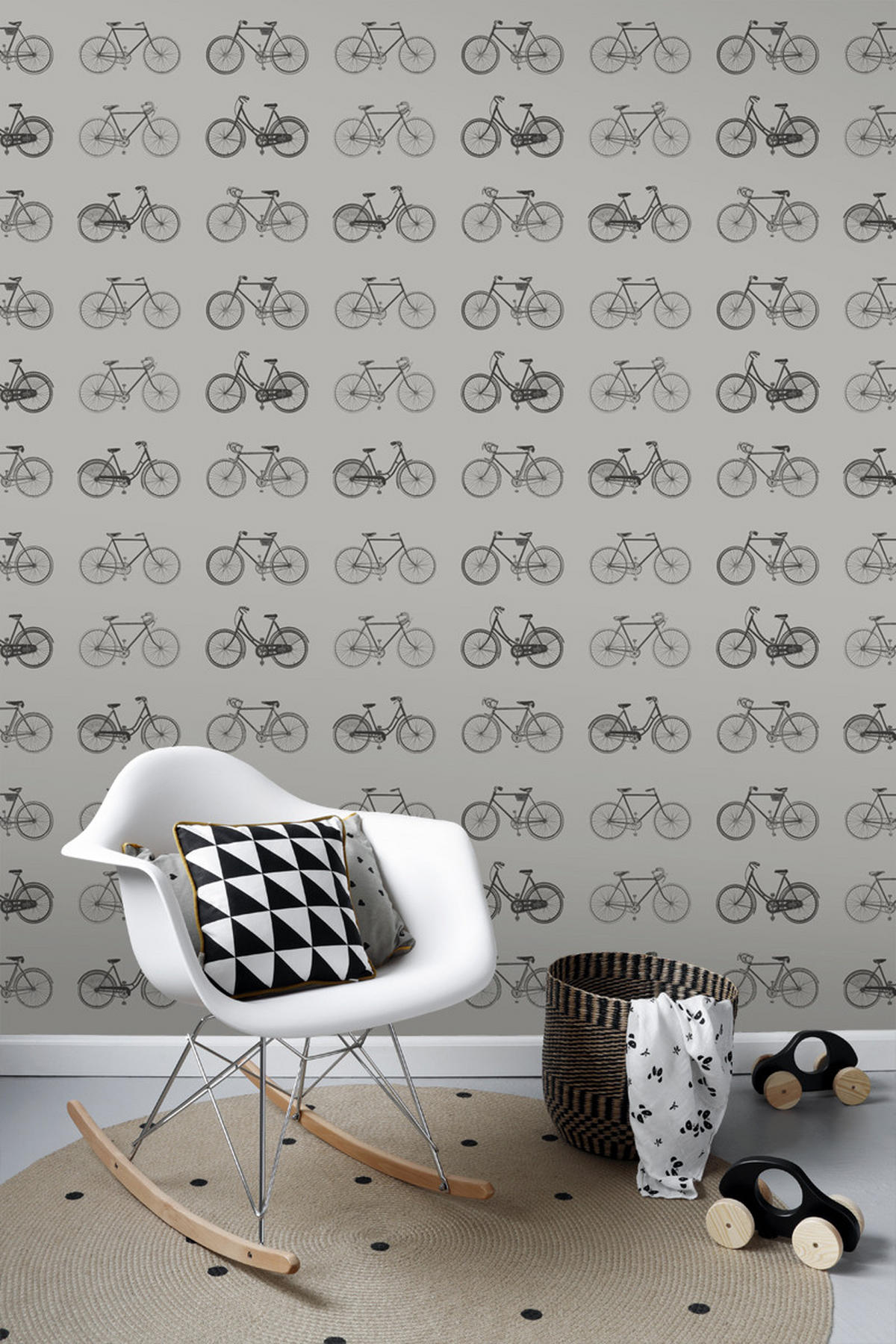 TAPETE Fahrräder 53 cm x 10.05 m - Grau, Papier (53/1000cm) - ESTAhome