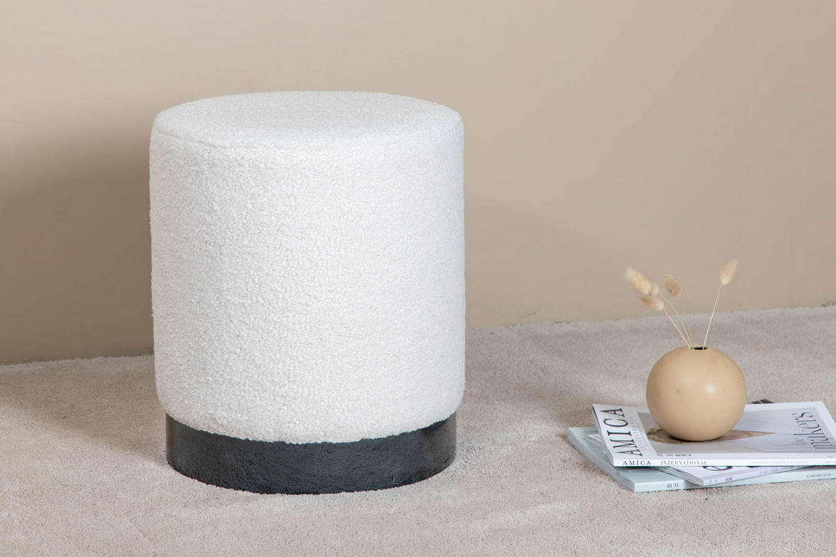 POUF schwarz weiß - Weiß, Holzwerkstoff (35/43/35cm) - ebuy24