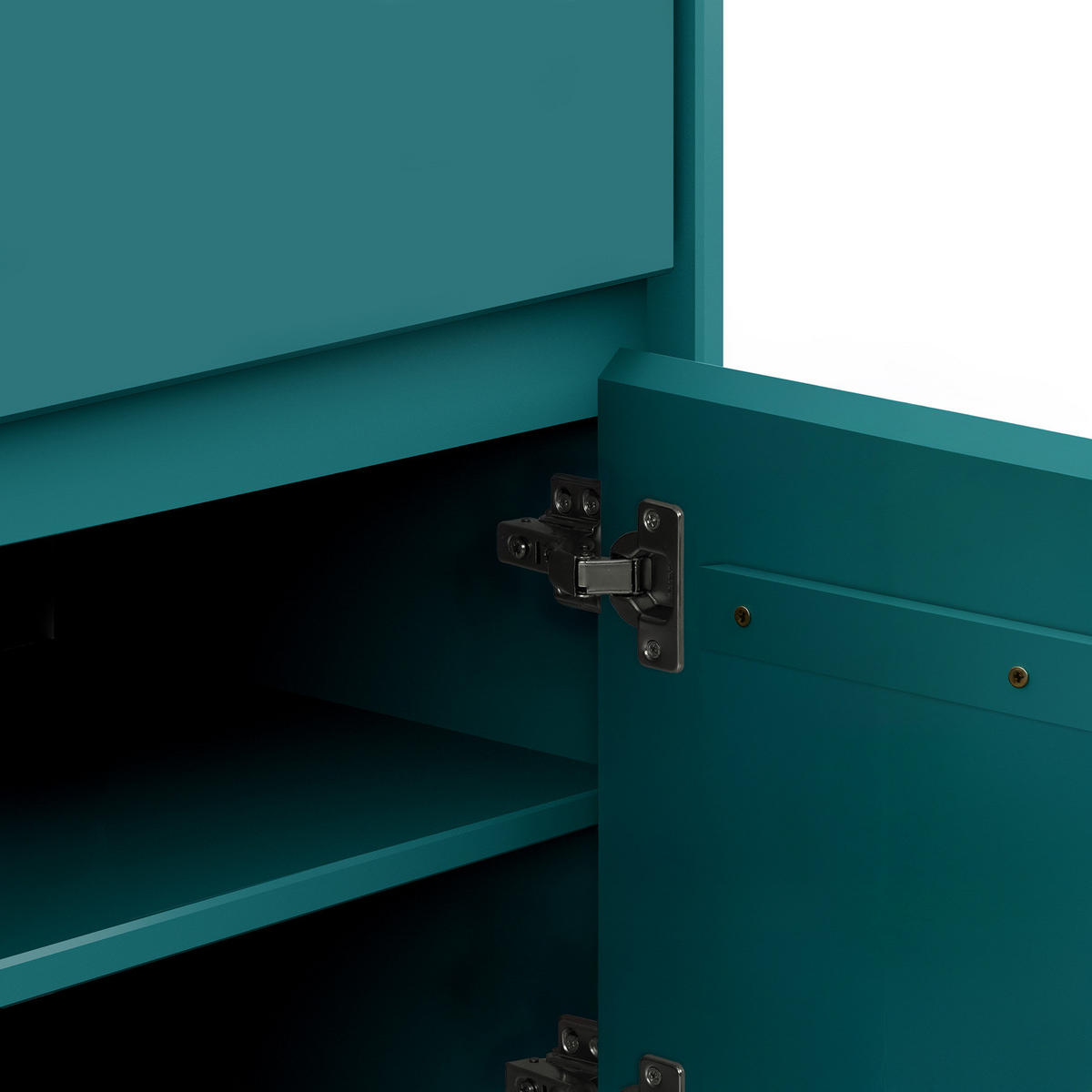 MIDISCHRANK mit 2 Türen - Pinie Massivholz - Softclose - Petrol, Holz (44/138/35cm) - home24