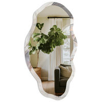 SPIEGEL 90x45 cm asymmetrisch mit Druck - Elegante Abstraktion - Transparent, Glas (45/90/0.4cm) - TULUP