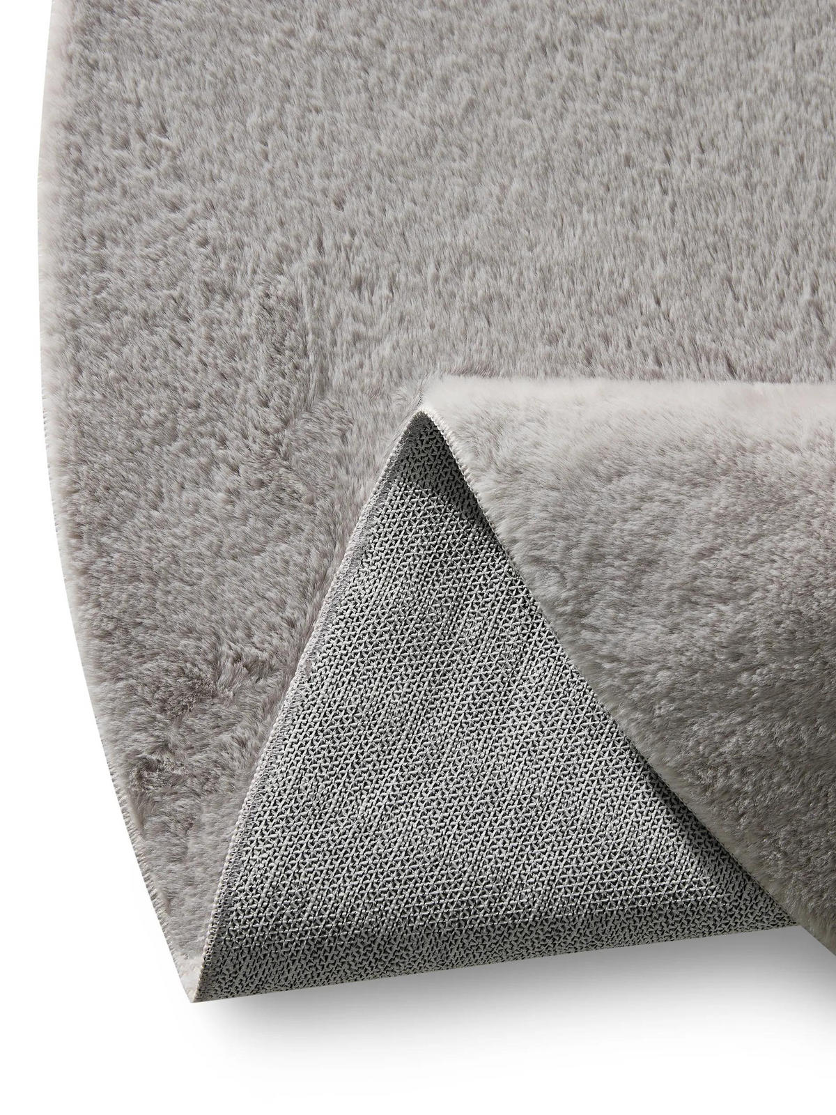 KUNSTFELLTEPPICH Furry Hellgrau ø 160 cm rund - Hellgrau, Kunststoff/Textil (160/160cm) - benuta
