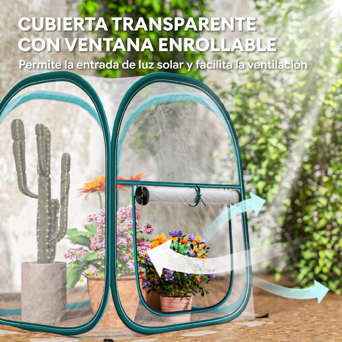 MINI-GEWÄCHSHAUS, Pop-up, Rolltür, transparente Abdeckung, Außenbereich - Multicolor, Kunststoff (70/80/70cm) - FORIOUS
