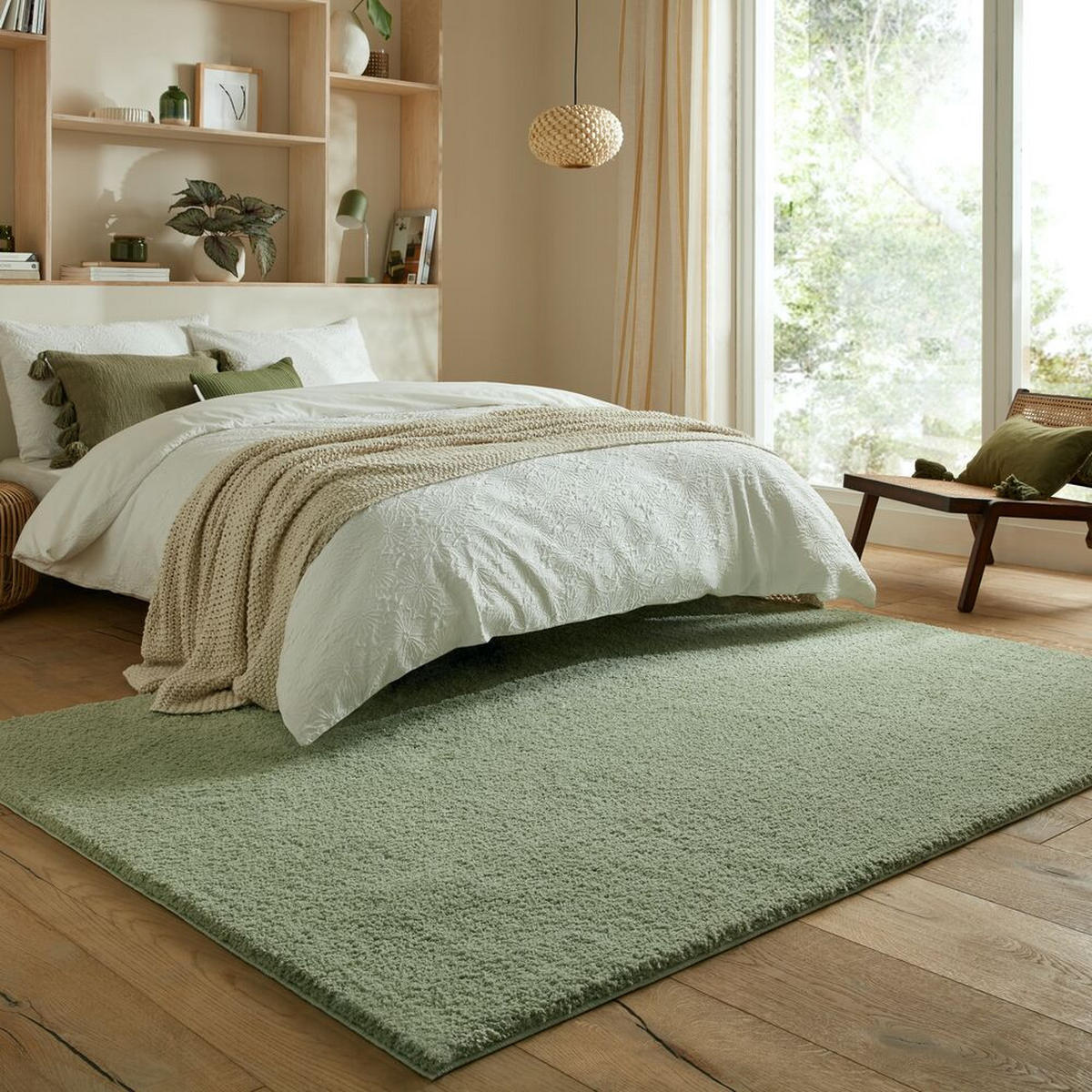 TEPPICH Waschbar GIPPING in Salbeigrün, einfarbig, 80 x 150 cm - Grün, Textil (80/150cm) - KADIMA DESIGN