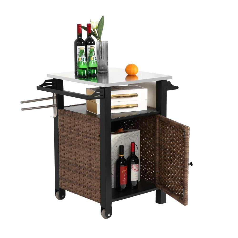 SERVIERWAGEN Küchenwagen mit Rädern,Outdoor Kücheninsel,Ratten,Braun - Braun, Metall (57/85/76cm) - LVHOM
