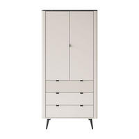 KLEIDERSCHRANK AUTUMN 2D3S zweitürig mit Schubladen, Kaschmir / Grauer Stein - Beige/Grau, Holzwerkstoff (90/191/40cm) - Lookway