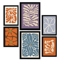 POSTER Set Mit 6 Matisse Inspiriert In Zusammenfassungen A3 & A4 Schwarzer Rahmen - Schwarz, Papier (29/3cm) - Nacnic