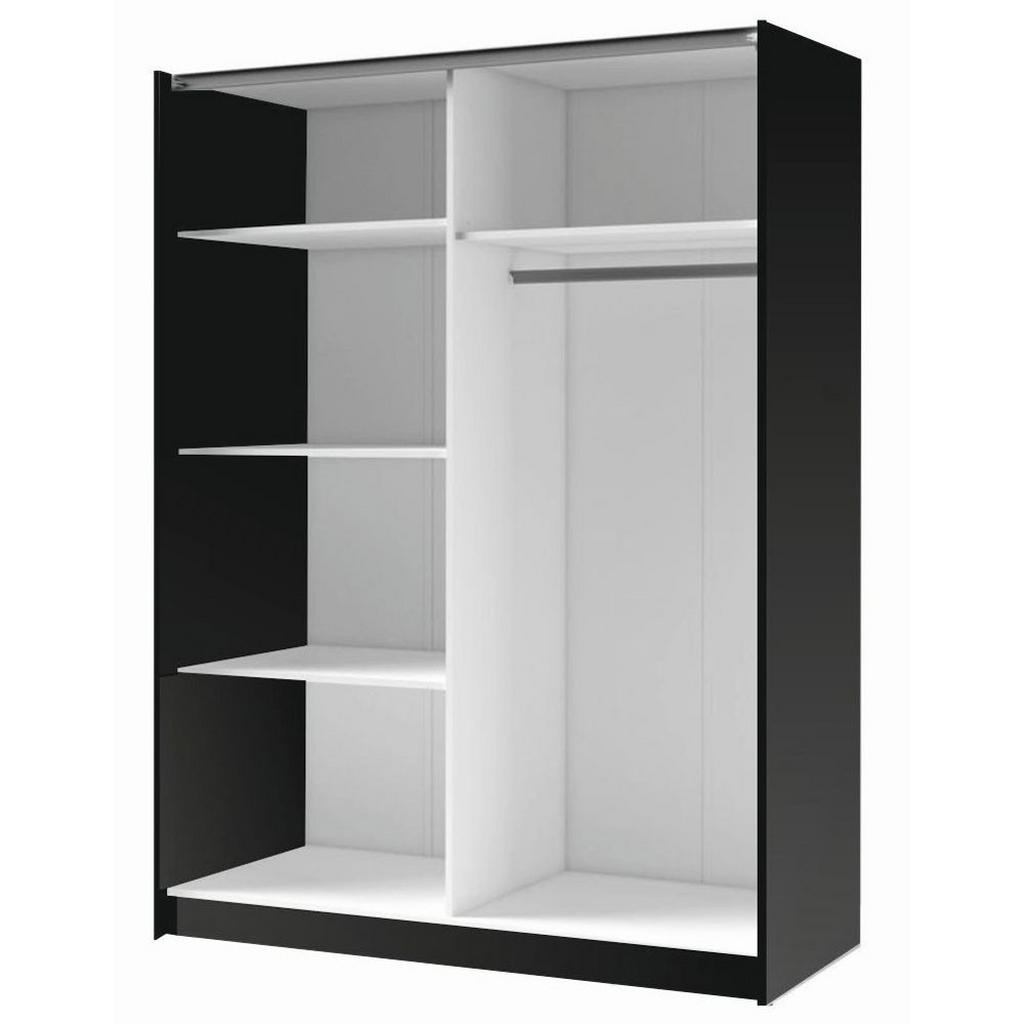 Thumbnail - Feldmann-Wohnen Schwebetürenschrank, Schwarz, Braun, Holz, 4 Fächer, Rechteckig, 200x199x64 cm, Schlafzimmer, Kleidersch...