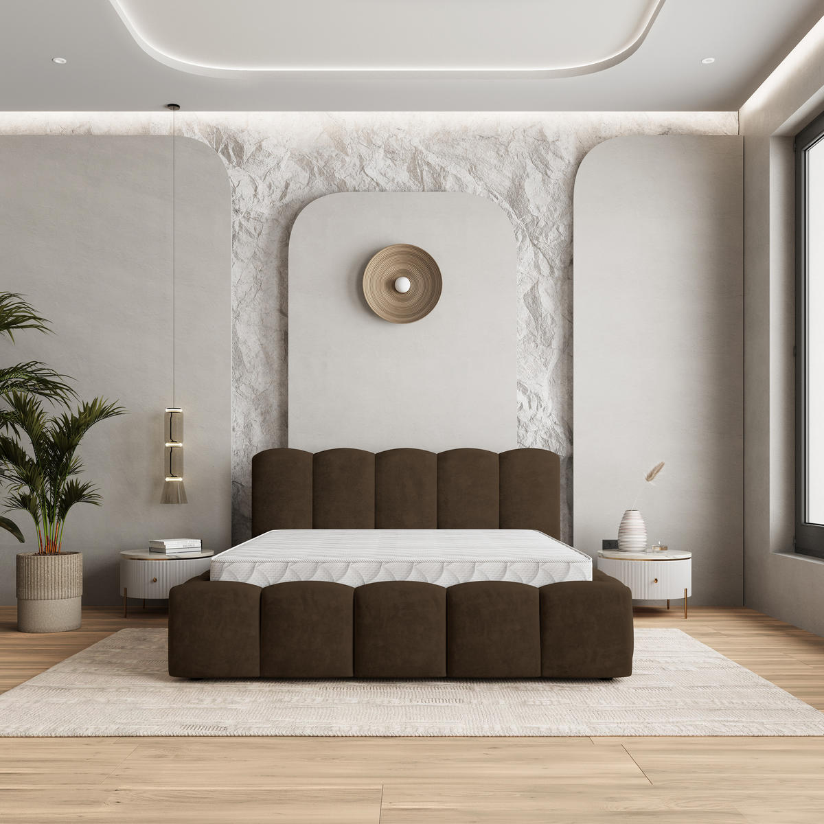 POLSTERBETT FALINA K 120x200 cm mit Bettkästen - Braun - Braun, Holz/Textil - MASSENO