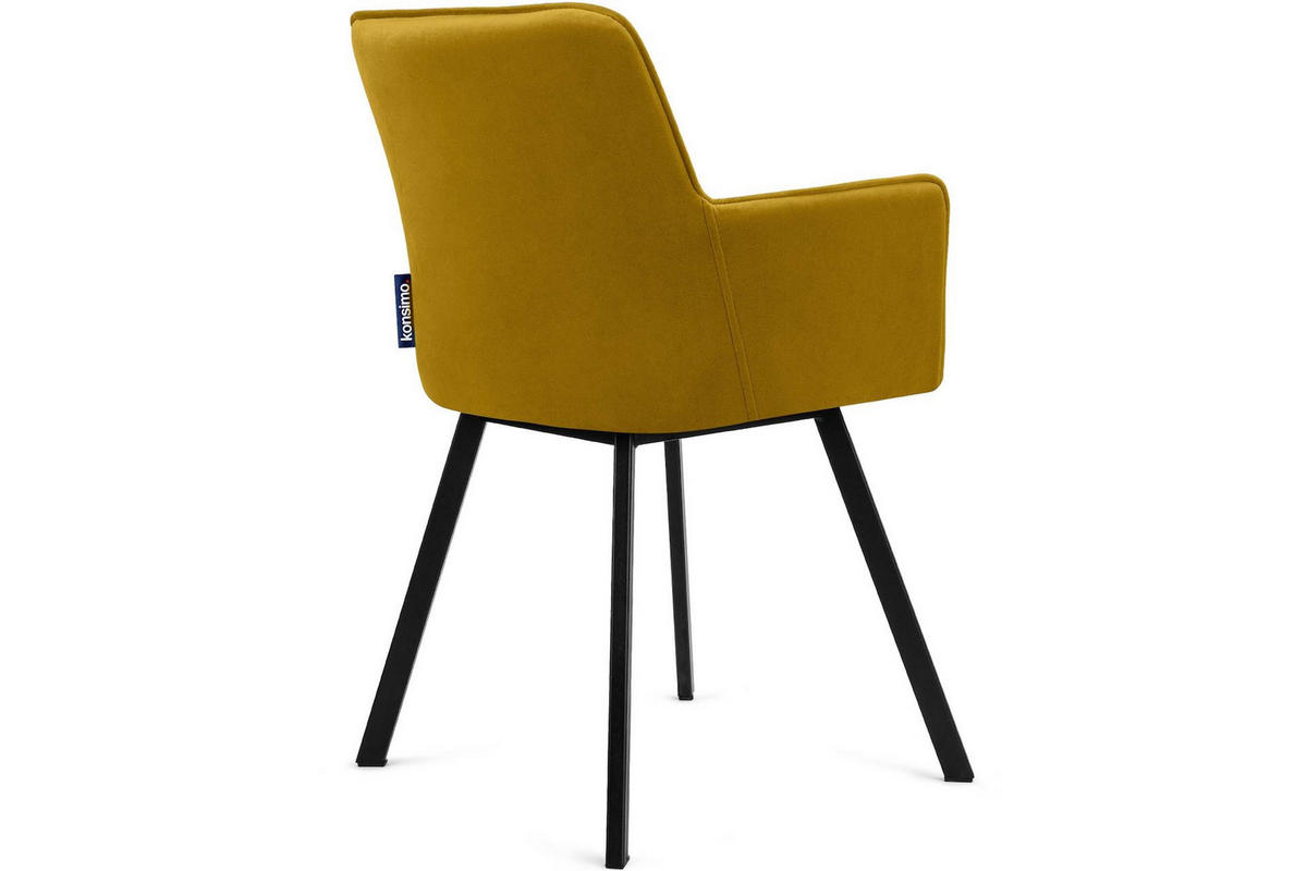 ESSZIMMERSTUHLE PYRUS 2-tlg Velours-Sitz, Gelb - Gelb/Schwarz, Textil/Metall (56/84/46cm) - KONSIMO®