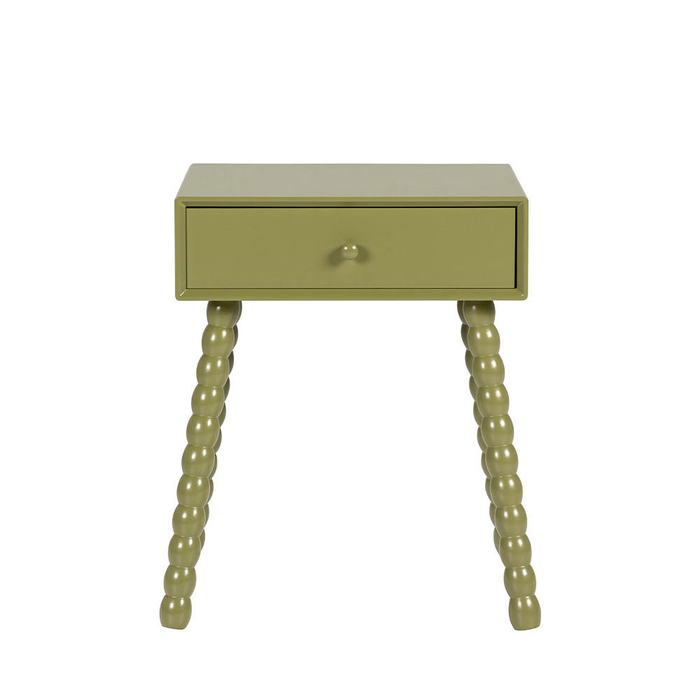 NACHTTISCH mit 1 Schublade aus Holz - Enko - Olivengrün - Olivgrün, Holz (44/50/35cm) - Drawer
