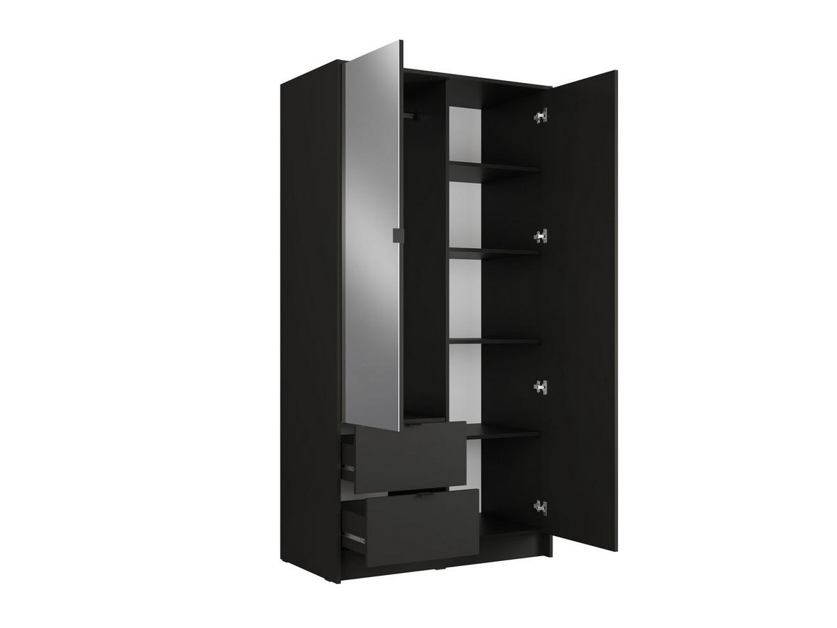 KLEIDERSCHRANK Onyx Schwarz 102/201/55 - Schwarz, Holzwerkstoff (102/201/55cm) - RAUMHIRSCH FURNITURE