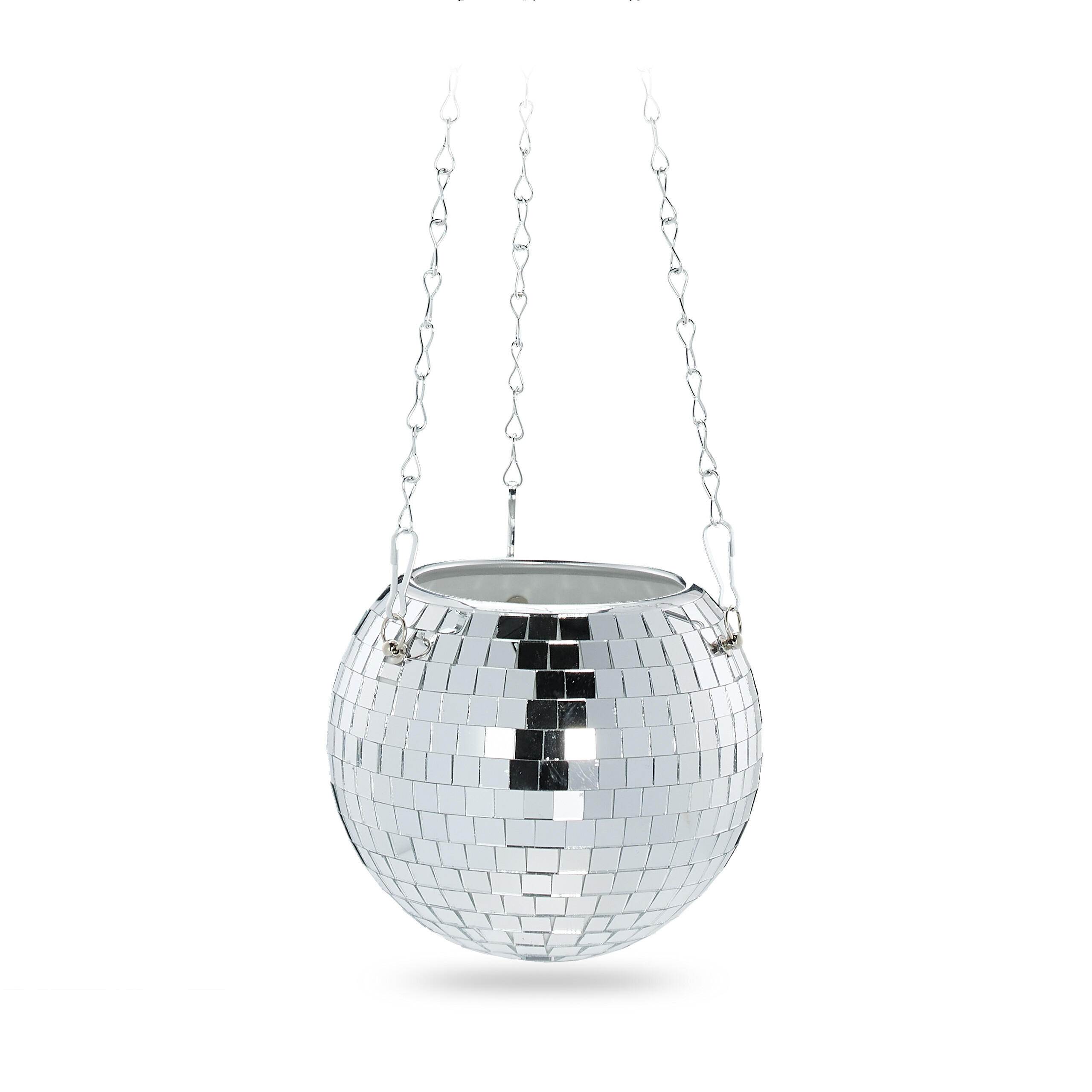 DISCOKUGEL-PFLANZENTOPF - Silberfarben, Glas/Metall (13cm) - Relaxdays