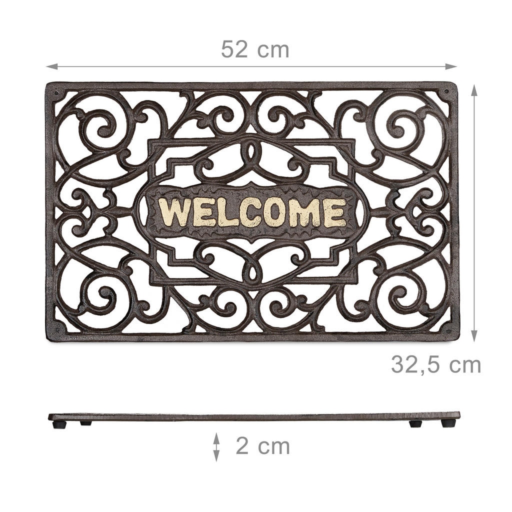 Thumbnail - Relaxdays Fussabtreter, Braun, Metall, 52x32.5 cm, Teppiche & Böden, Fuß & Stufenmatten, Fußmatten und Schmutzfangmatten