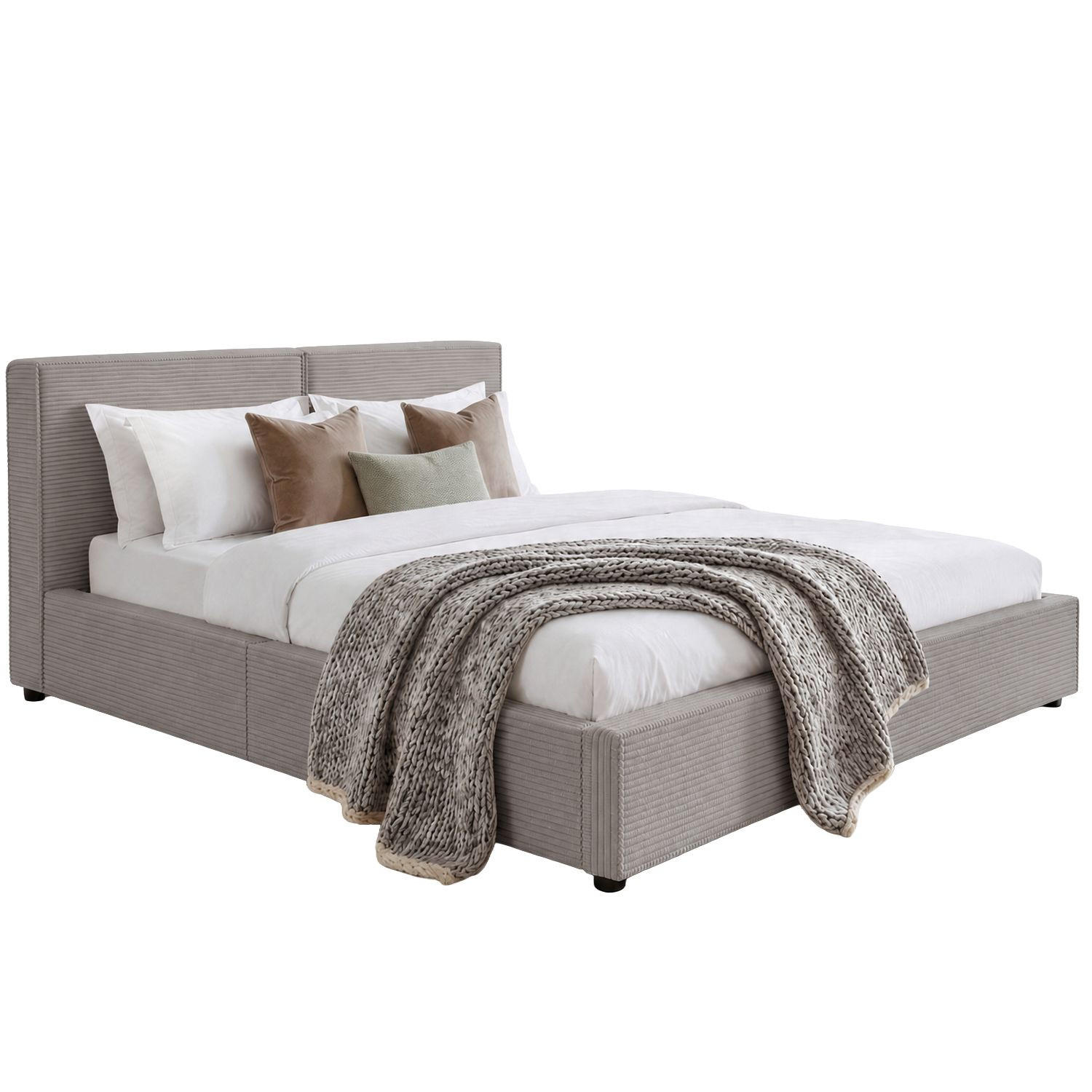 POLSTERBETT Salerno Cord taupe 180x200 cm - Taupe, Textil (180/200cm) - Juskys