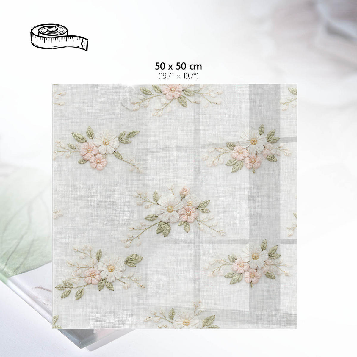 TISCHPLATTE 50x50 cm – Pastellblumen - Weiß, Glas (0.4/50/50cm) - Wallfluent