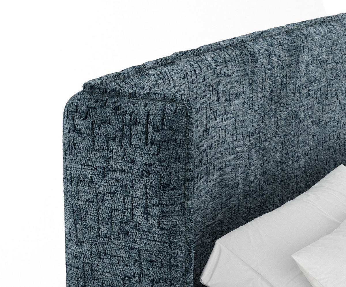 BOXBETT Skyline Blau Grau 200/200 cm mit Matratze und Topper - Blaugrau/Schwarz, Holz/Holzwerkstoff (200/200cm) - Maison de Reve