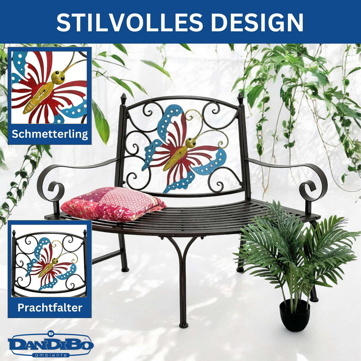 BAUMBANK Halbrund Wetterfest Metall Braun - Braun, Metall (140/100/60cm) - DanDiBo