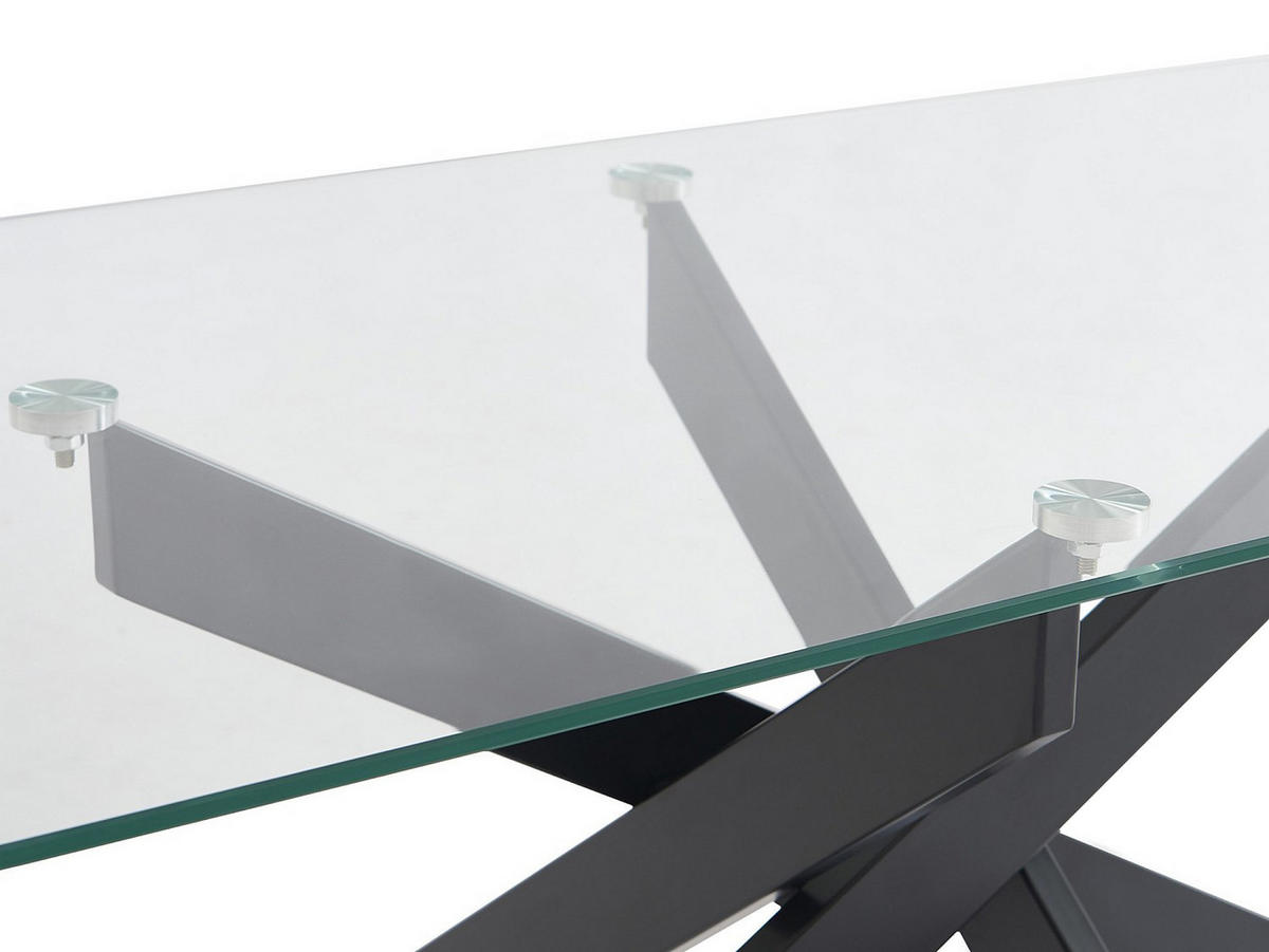 COUCHTISCH - Sicherheitsglas & schwarzes Metall - Transparent - COSIMA - Schwarz, Glas (60/120/44.5cm) - Vente-Unique