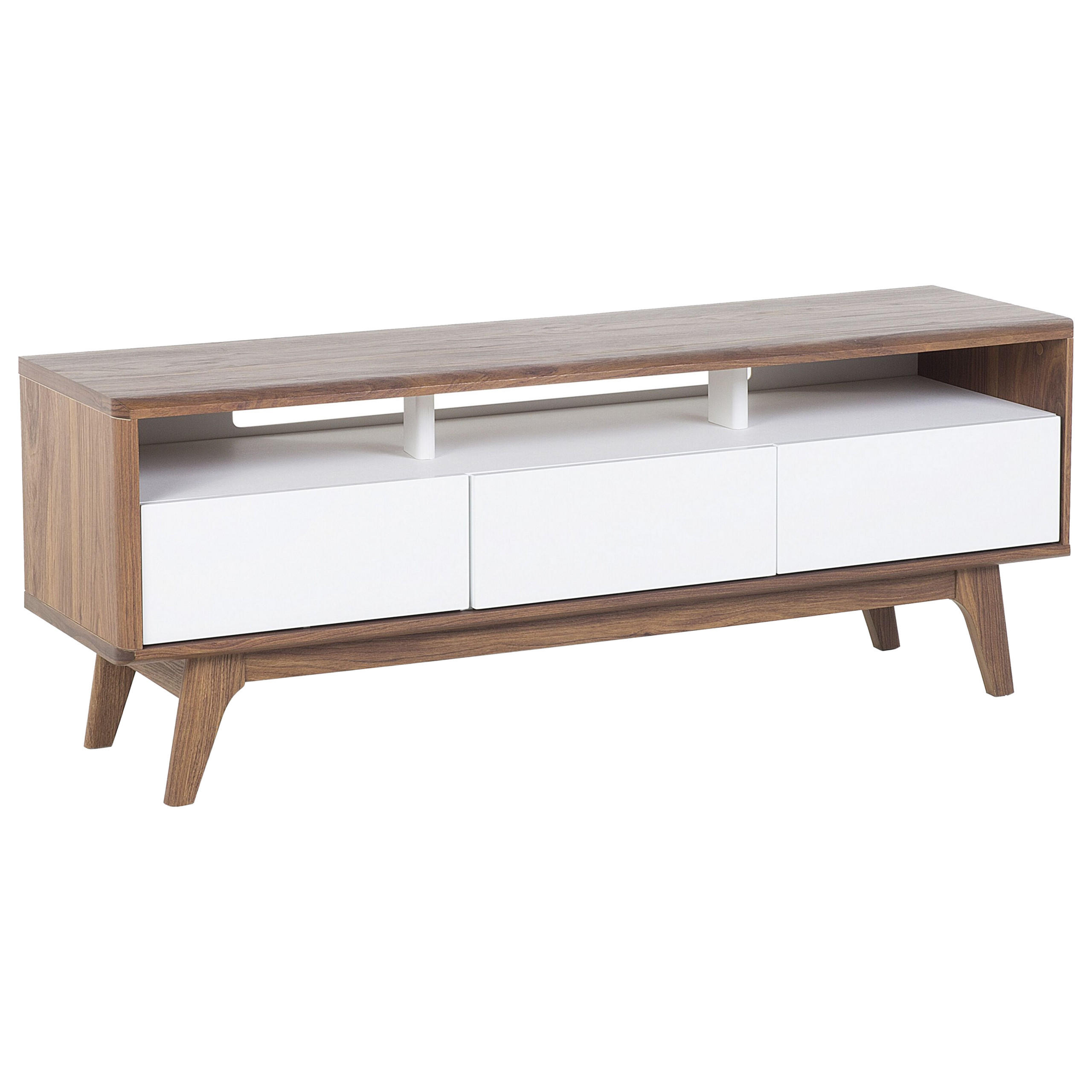 Beliani TV STOLEK Tmavě hnědý, Bílý SYRACUSE 39/140/53 cm