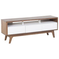 TV-MÖBEL Dunkelbraun, Weiß SYRACUSE 39/140/53 cm - Dunkelbraun, Holzwerkstoff (140/53/39cm) - Beliani