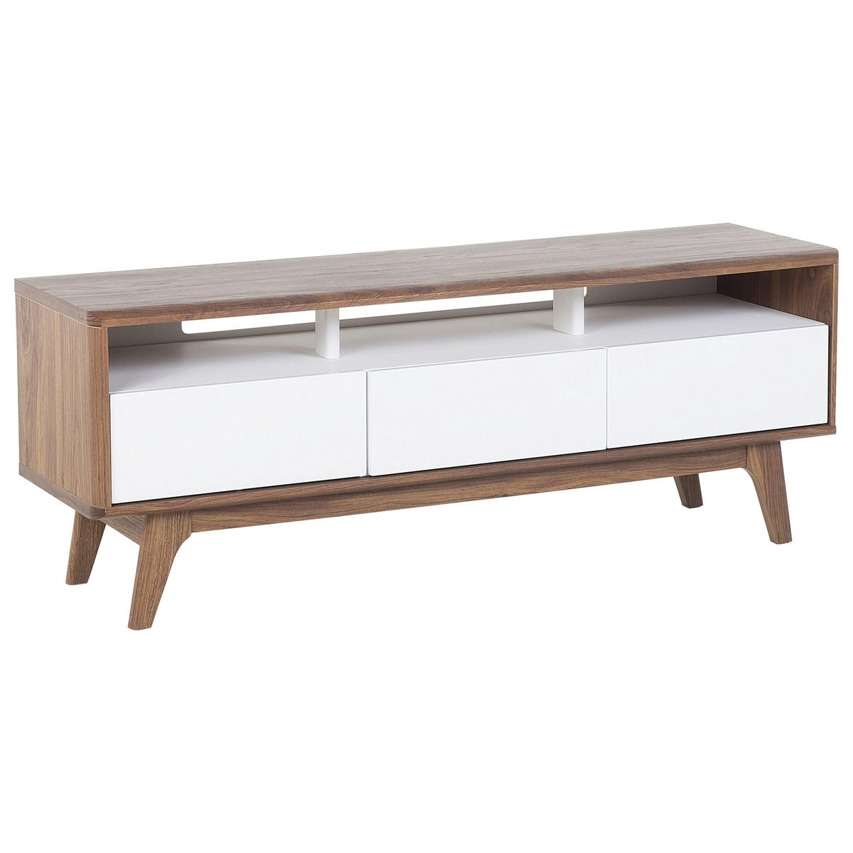 TV-MÖBEL Dunkelbraun, Weiß SYRACUSE 39/140/53 cm - Dunkelbraun, Holzwerkstoff (140/53/39cm) - Beliani