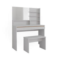 SCHMINKTISCH Emma Weiß 120 cm mit Spiegelregal & Bank - Weiß, Holzwerkstoff (120/83/41.8cm) - Vicco