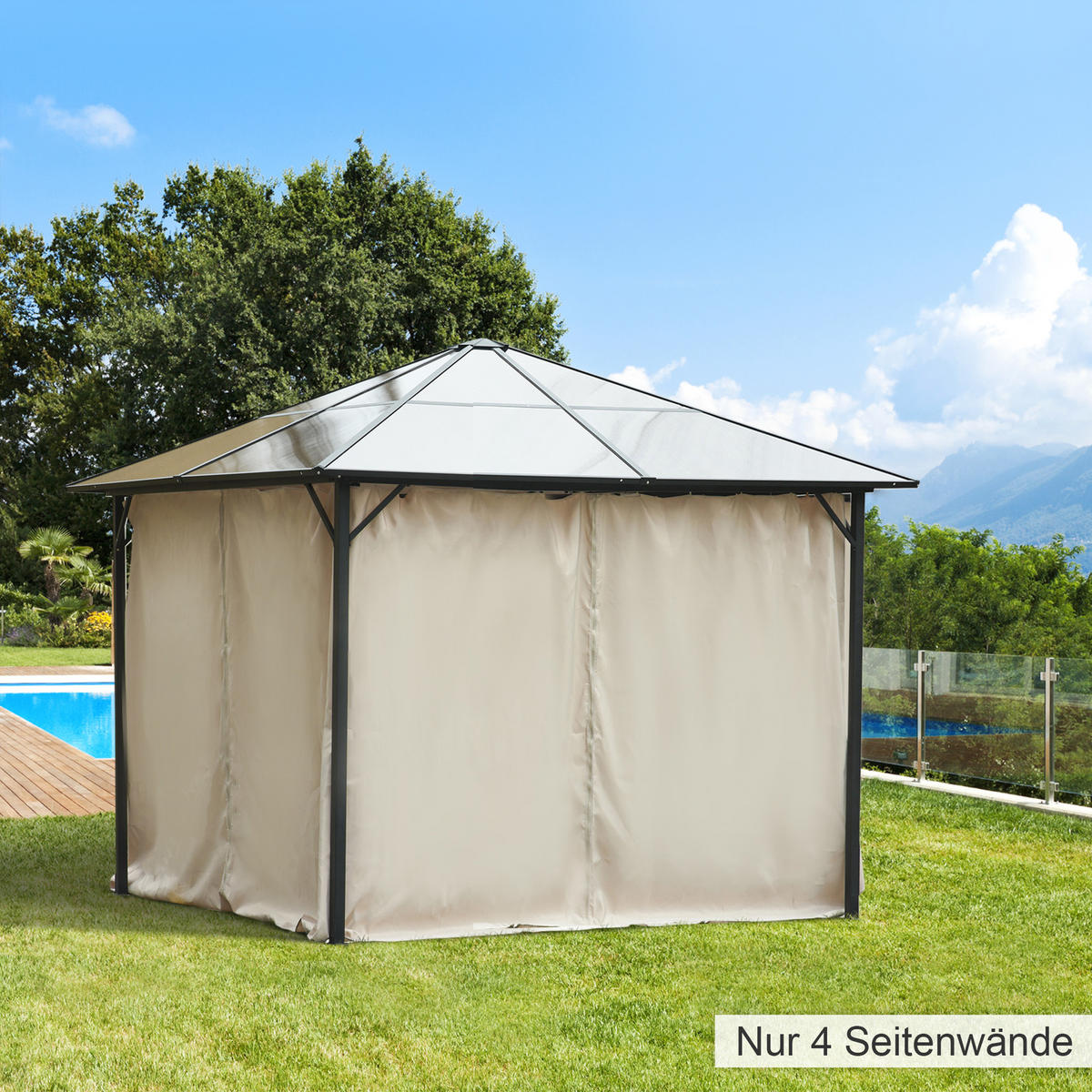 ERSATZVORHANG für Pavillon, Polyester, Beige - Beige, Kunststoff (205/1/302cm) - Outsunny