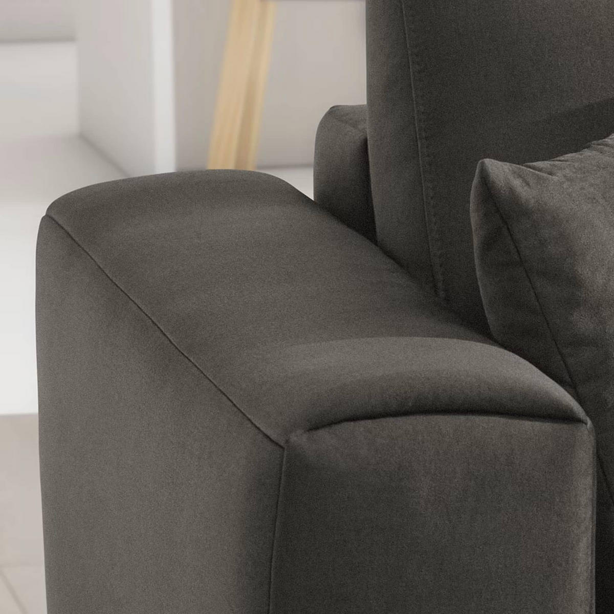 ECKSOFA mit Schlaffunktion und Bettkasten, Loco-Stoff - Schwarz/Grau, Textil/Metall (289/190cm) - Eltap
