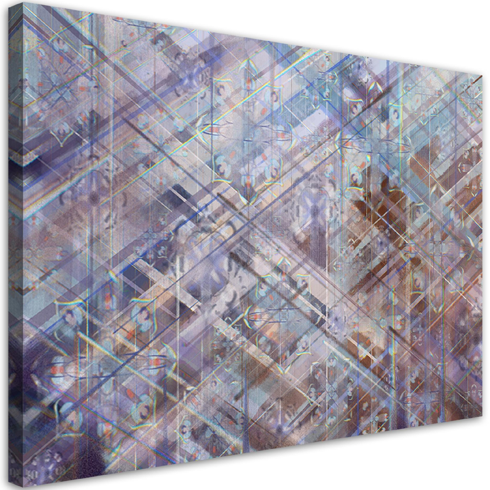 WANDBILD abstrakte geometrische formen - Blau, Textil (60/40cm) - Feeby