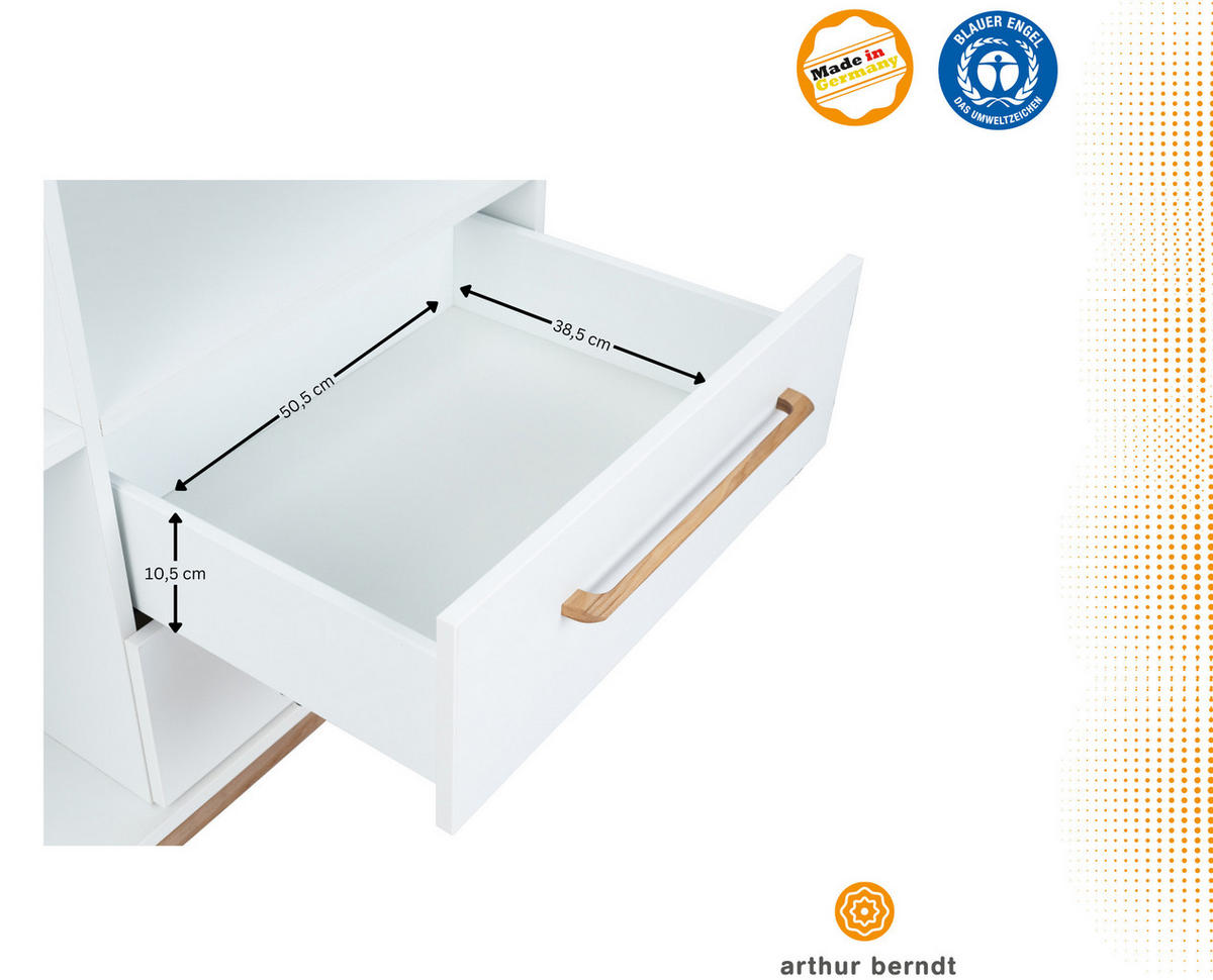 STANDREGAL Lina Soft-Close und Türdämpfung Weiß/Walnuss - Walnussfarben/Weiß, Holz/Holzwerkstoff (114/166/51cm) - arthur berndt