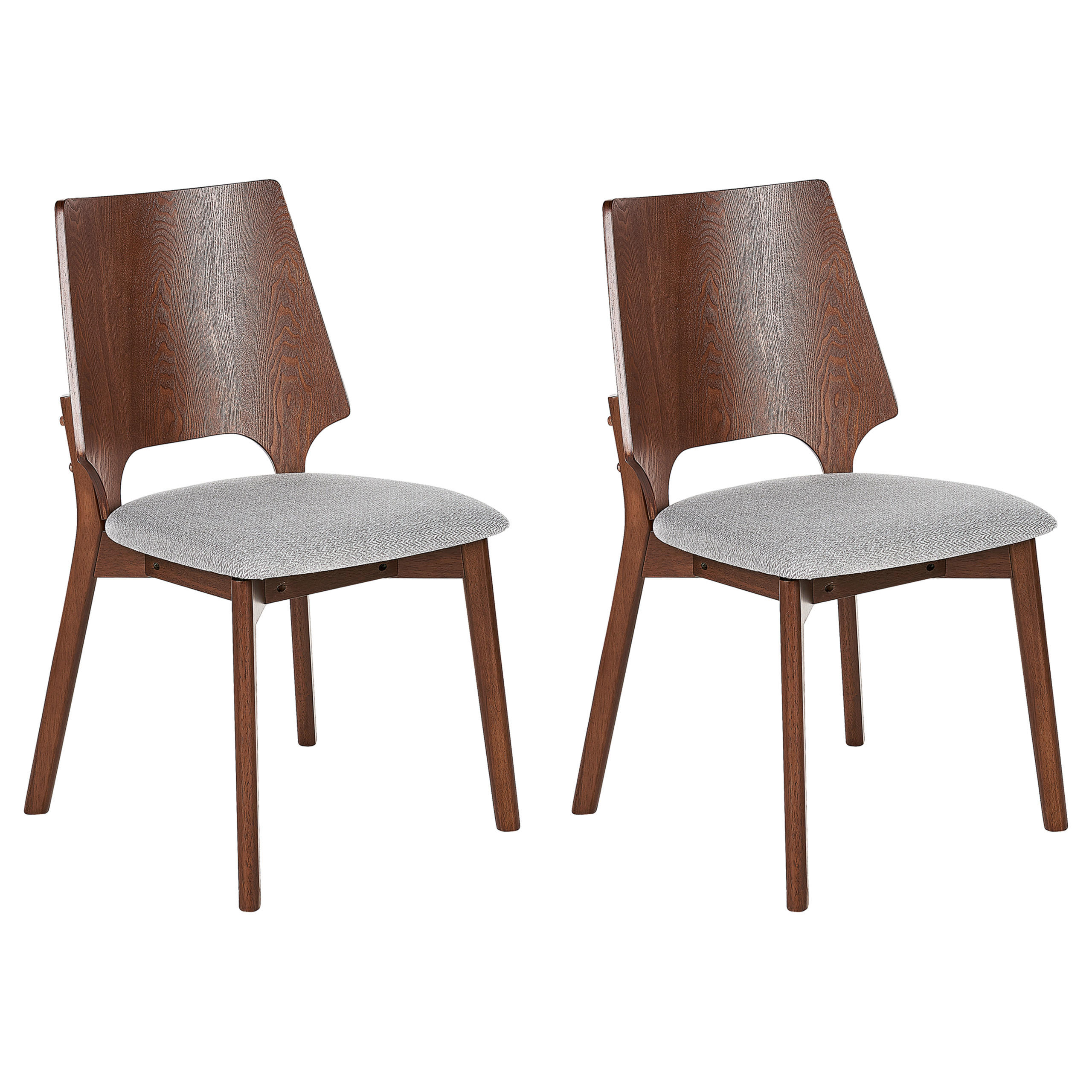 ÉTKEZŐSZÉK 2 darabos Szett Fa alapú anyag Sötét fa színű/Világosszürke Abee - sötétbarna, textil/fa (53/88/56cm) - Beliani