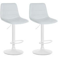 BARHOCKER 2er Set Lederlook weiß - Weiß, Textil/Metall (45/89/46cm) - CLP