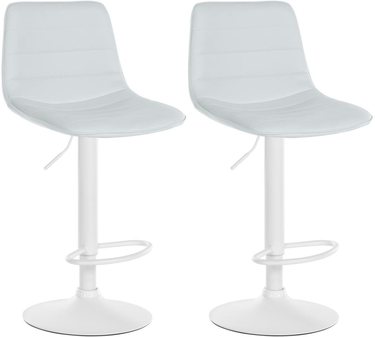 BARHOCKER 2er Set Lederlook weiß - Weiß, Textil/Metall (45/89/46cm) - CLP