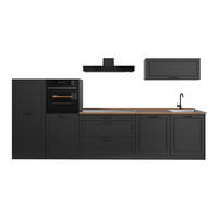 KÜCHENZEILE R-Line, Anthrazit Landhaus/Anthrazit, 340 cm Arbeitsplatte Goldkraft Eiche - Anthrazit, Holzwerkstoff (340/143/60cm) - Vicco