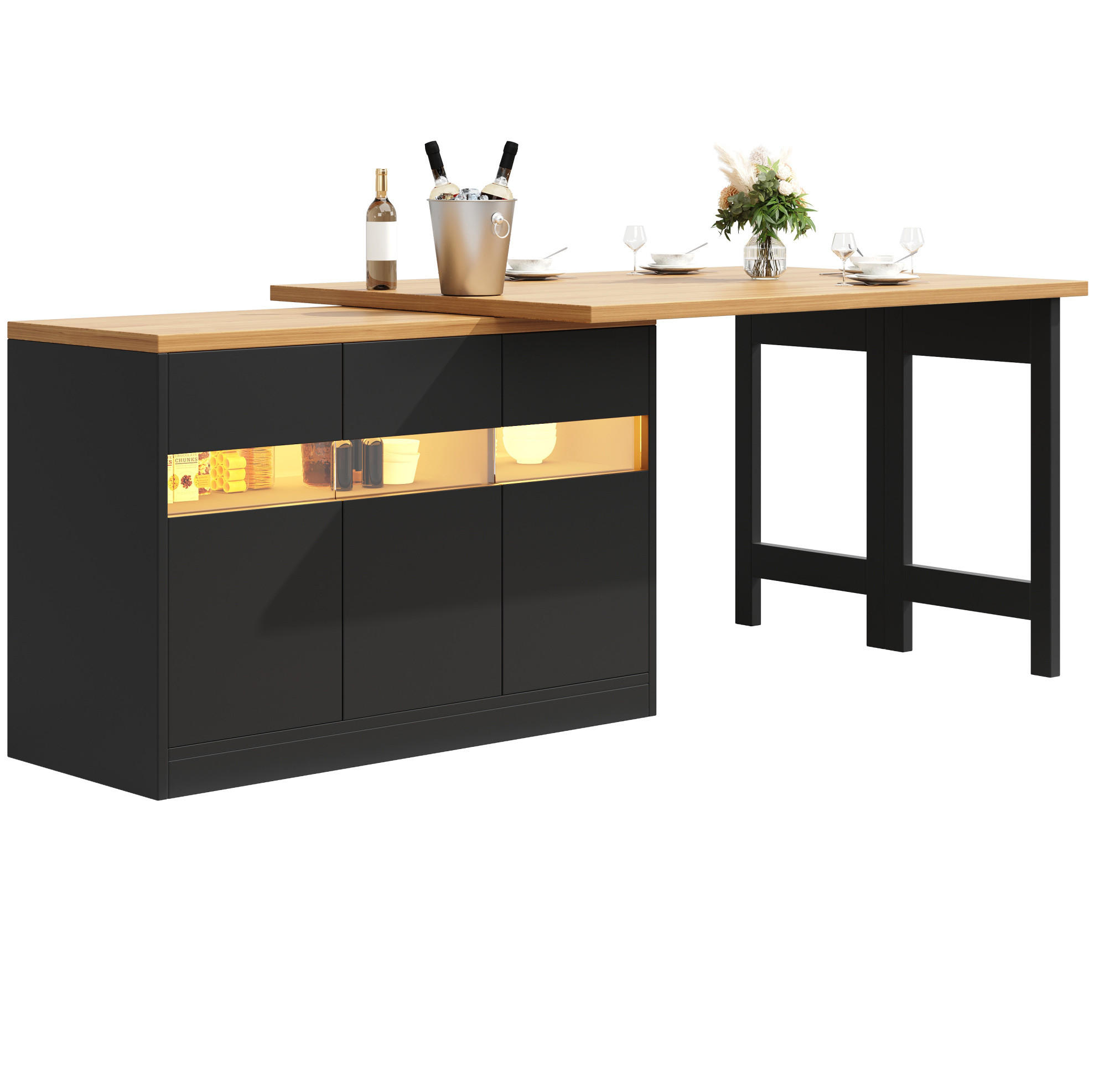 Meubliv Bartisch Schwarz 40x75.8x180 cm