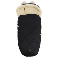 KINDERWAGENFUSSSACK XL EARS WOOL, schwarz - Schwarz, Naturmaterialien (43/93cm)