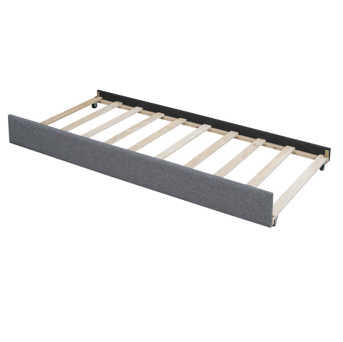POLSTERBETT 90/200 cm Grau aus Leinen mit Rollbett - Grau, Textil (90/200cm) - OKMYHOME