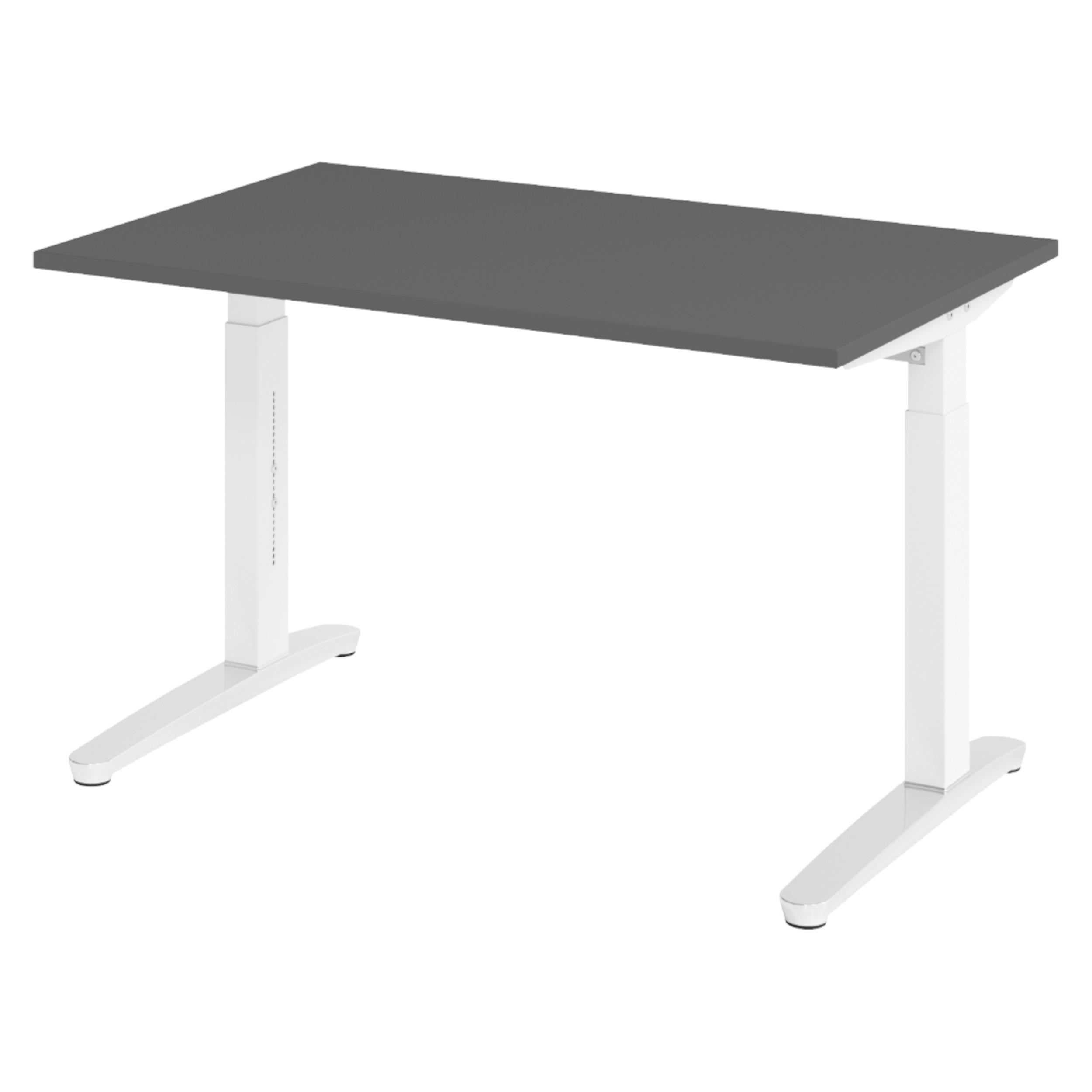 bümö Schreibtisch Graphit, Weiß, Silber 120x74x80 cm