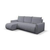 ECKSOFA Primo mit Schlaffunktion und Bettkasten in Cordstoff - Schwarz/Grau, Holz/Holzwerkstoff (245/143cm) - Ravio