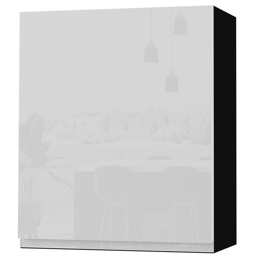 HÄNGESCHRANK Florence W2/60 Schwarz / RAL 9003 signalweiß HG 60 / 32,5 / 72cm - Türanschlag links - Weiß Hochglanz/Schwarz, Holz/Holzwerkstoff (60/72/32.5cm) - Feldmann-Wohnen