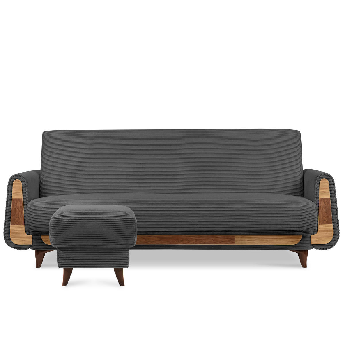 FUẞSTÜTZE GUSTAVO II, Dunkelgrau - Dunkelgrau/Braun, Holz/Holzwerkstoff (53/49/53cm) - KONSIMO®