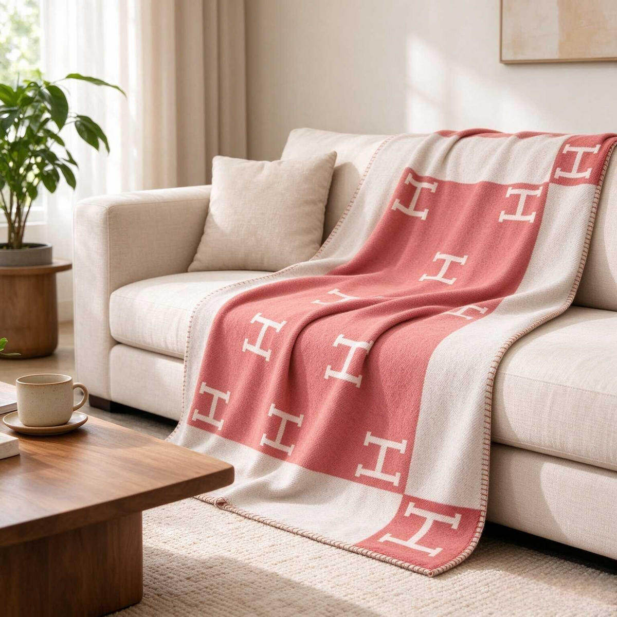 WOHNZIMMERDECKE - 130 x 180 cm - Pink - Pink, Textil (130/180cm)