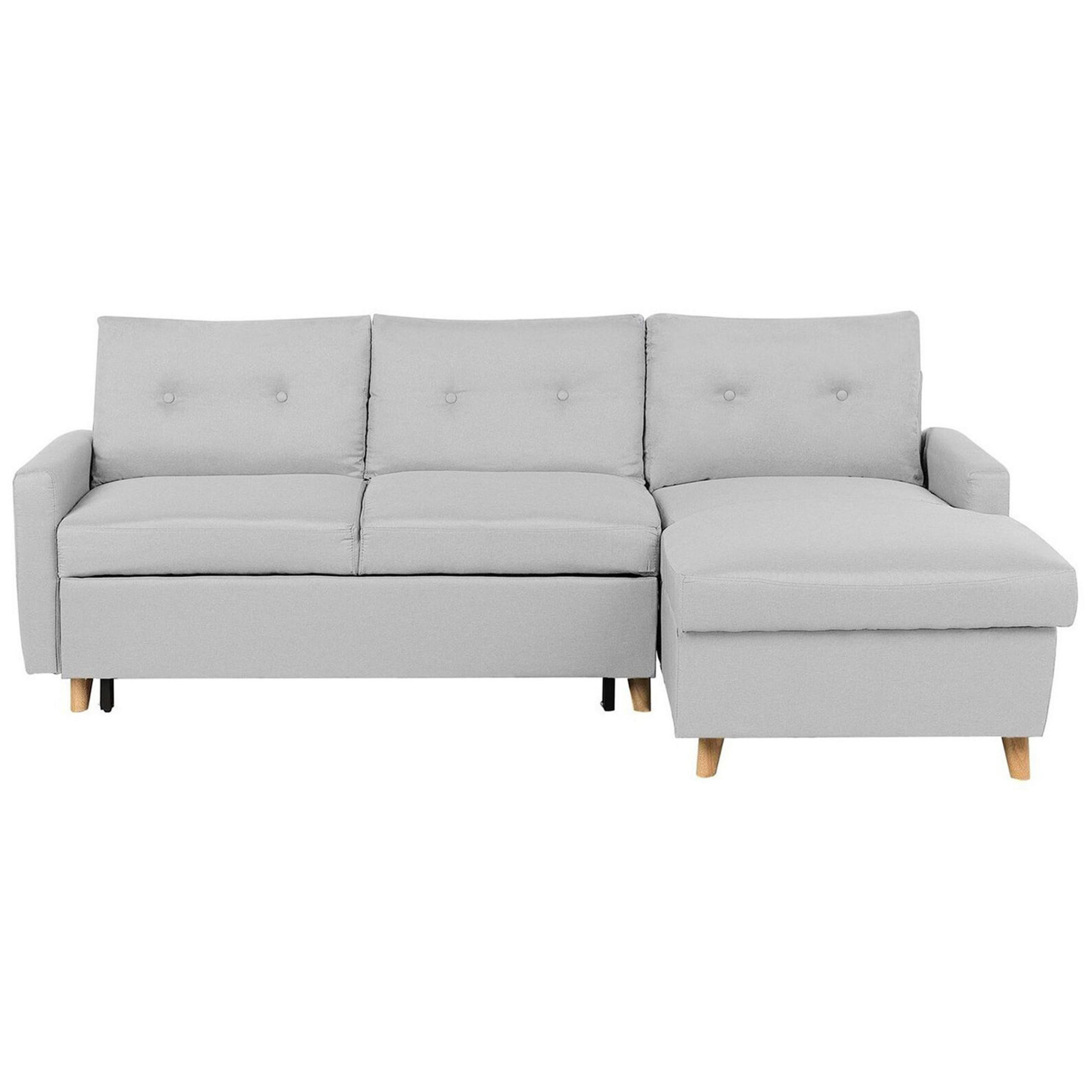 ECKSOFA Polsterbezug Hellgrau rechtsseitig Flakk - Hellgrau, Textil (232/147cm) - Beliani
