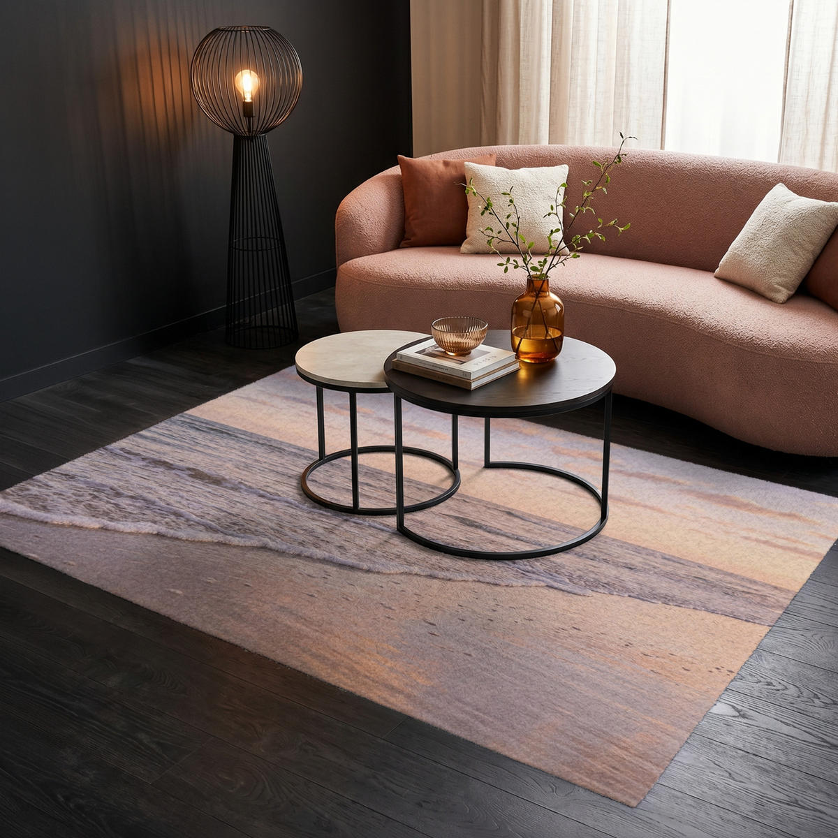KOBERCE - Pláž - Príboj - Oblaky - 200x140 cm - svetloružová, textil/plast (200/0.4cm) - OnlyWow