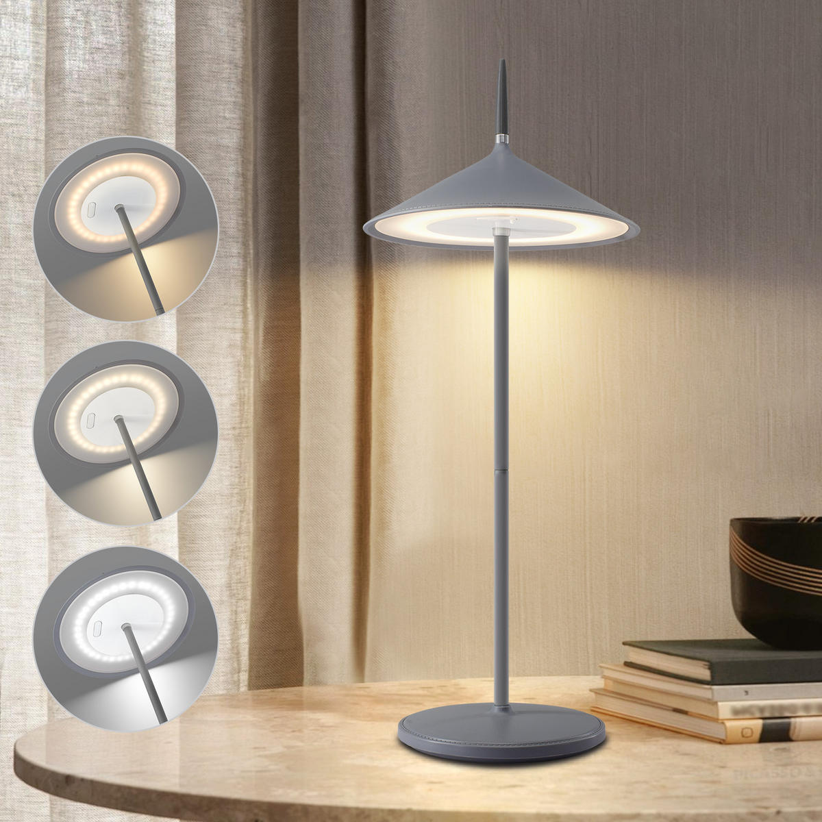 TISCHLEUCHTE Funkelmann 15.4/37.6/15.4 cm - Dunkelgrau, Metall (15.4/15.4/37.6cm) - ZMH