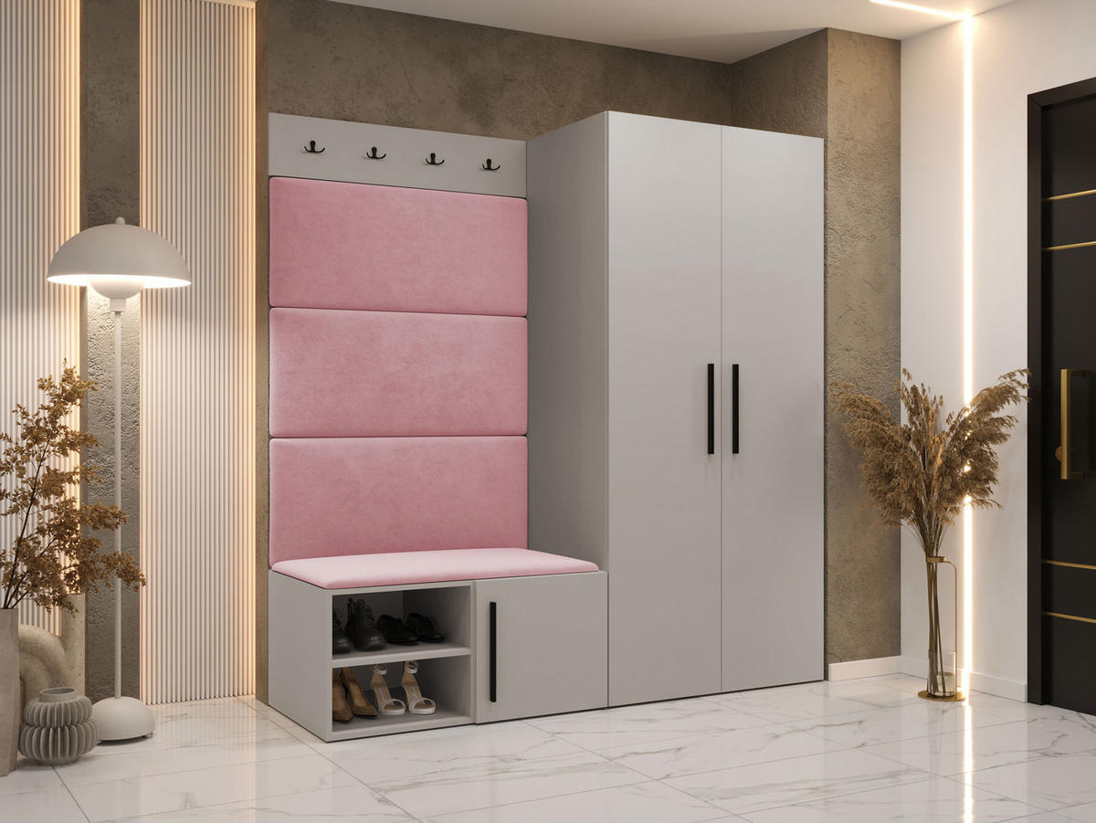 GARDEROBEN-SET Medi I - Kaschmir/Hellrosa, Holzwerkstoff/Kunststoff (80/191/50cm) - MIRJAN24